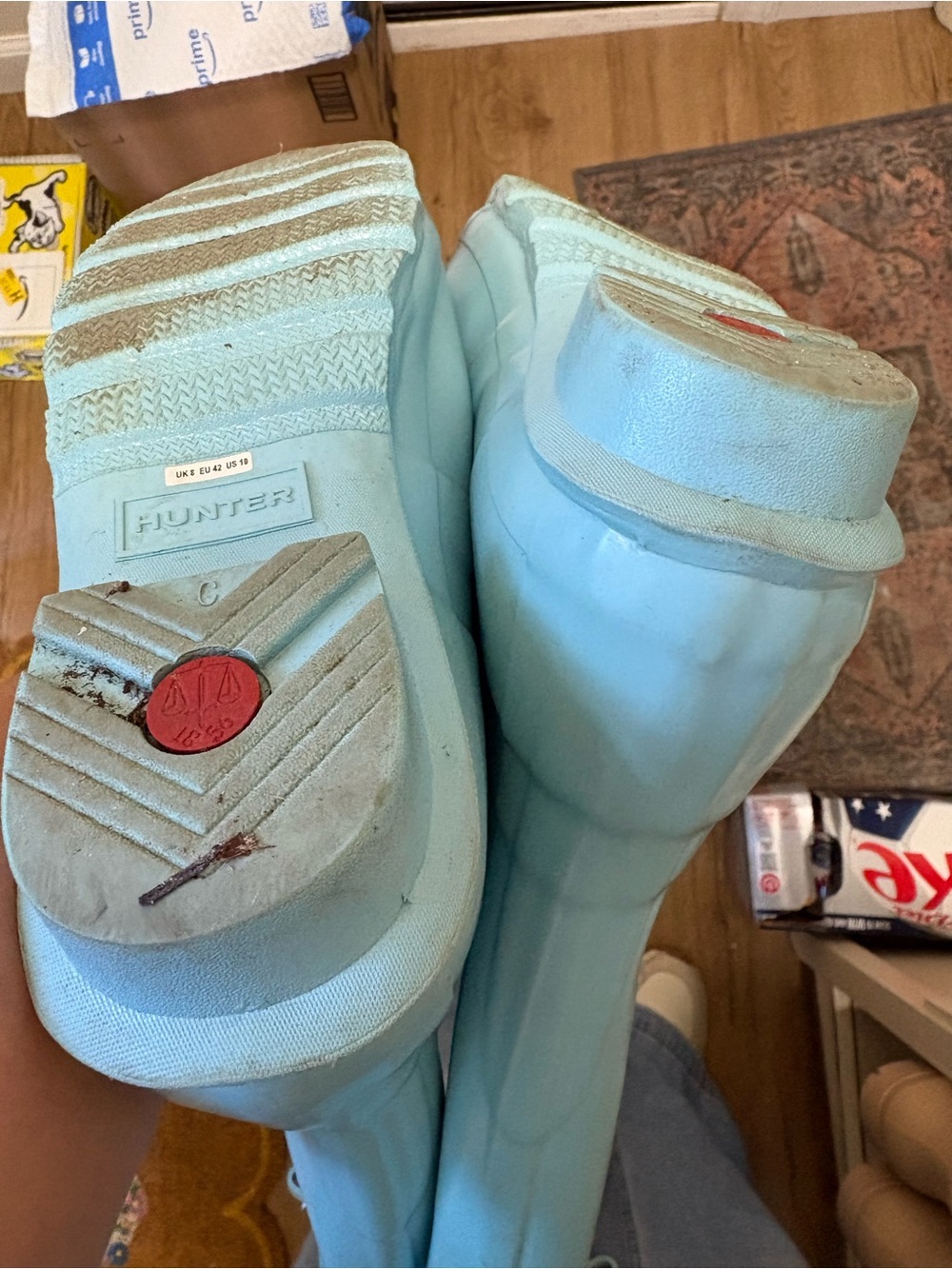 Hunter Tall Waterproof Rain Boots in Robins Egg Blue - Picture 13 of 14